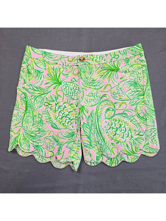 Lilly Pulitzer Pants - Lilly Pulitzer Size 2 Darci Knit Scallop Hem Shorts Madevilla Pineapple Pink